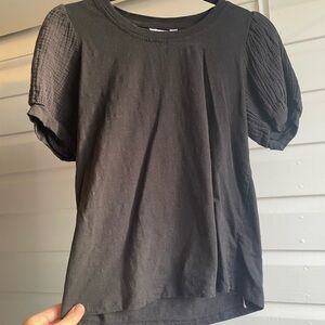 Time and Tru Black Short-Sleeve Puff Top